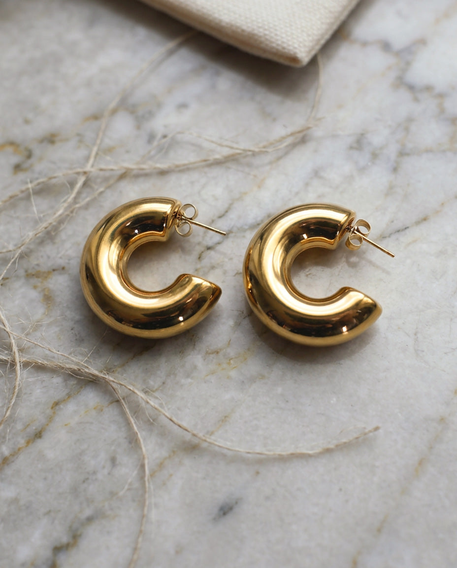 Aretes Aros Bañado en oro 18k