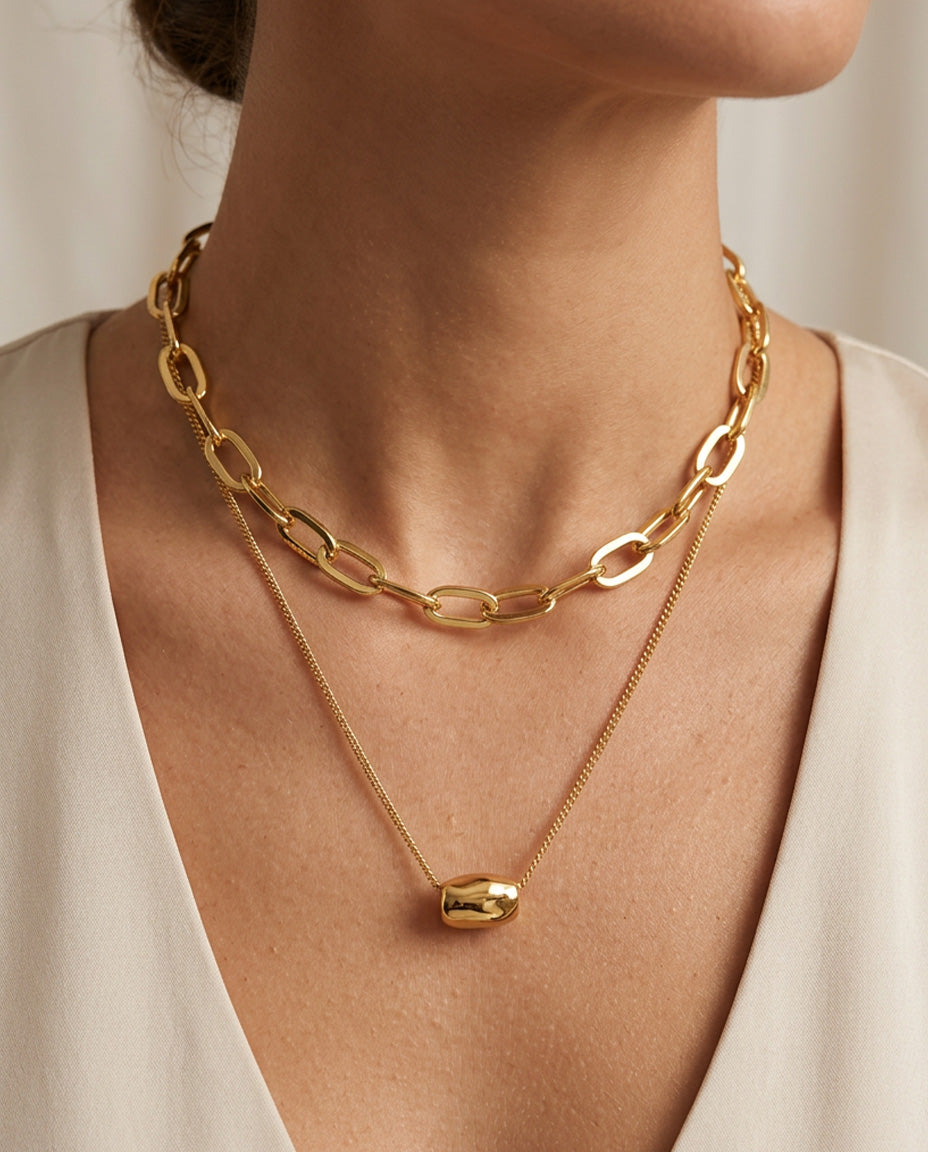 Collar Premium Dos Piezas Bañado en Oro