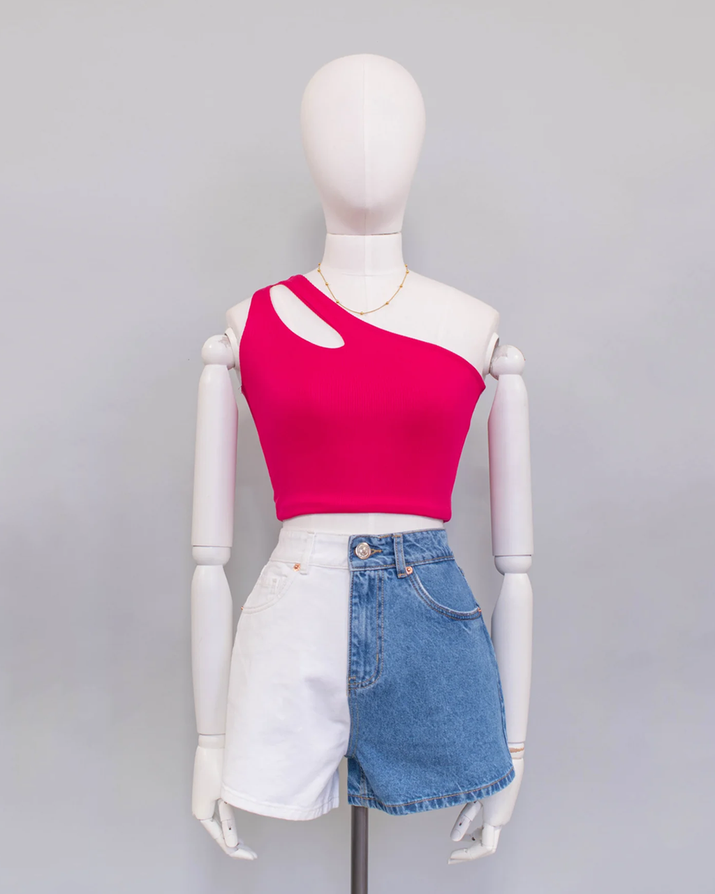 Short Jean Mom Bicolor