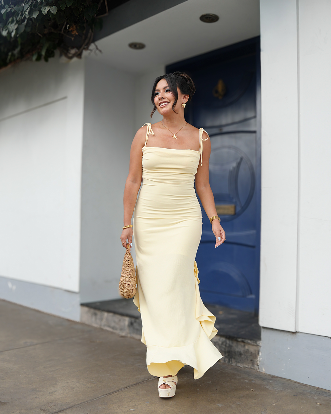 Vestido Maria Pia Preventa (amarillo, perla y rojo)