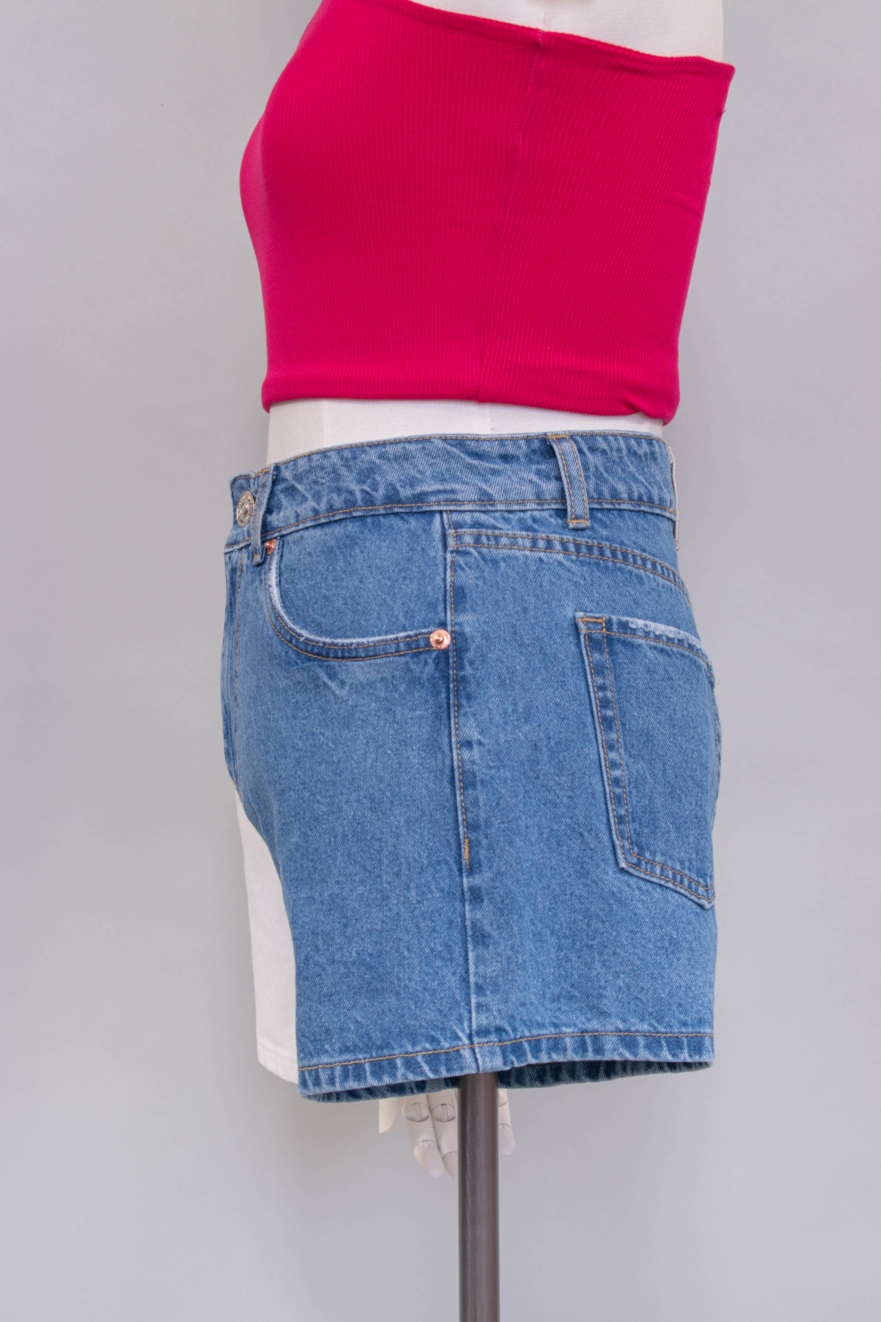 Short Jean Mom Bicolor