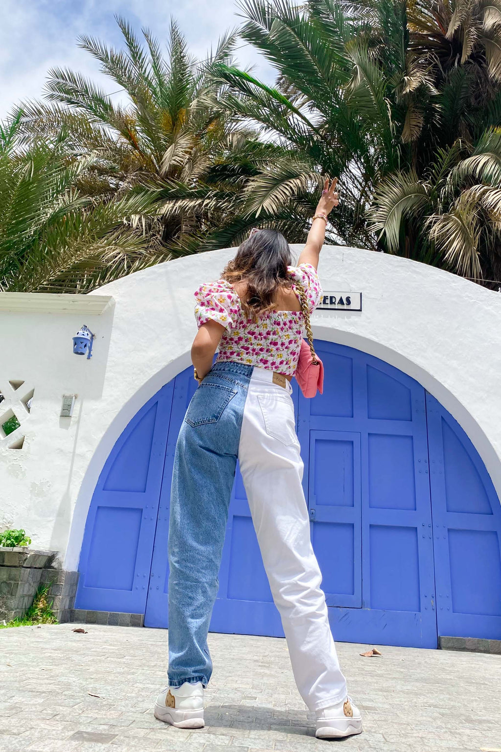 Pantalón jean Backmom Bicolor