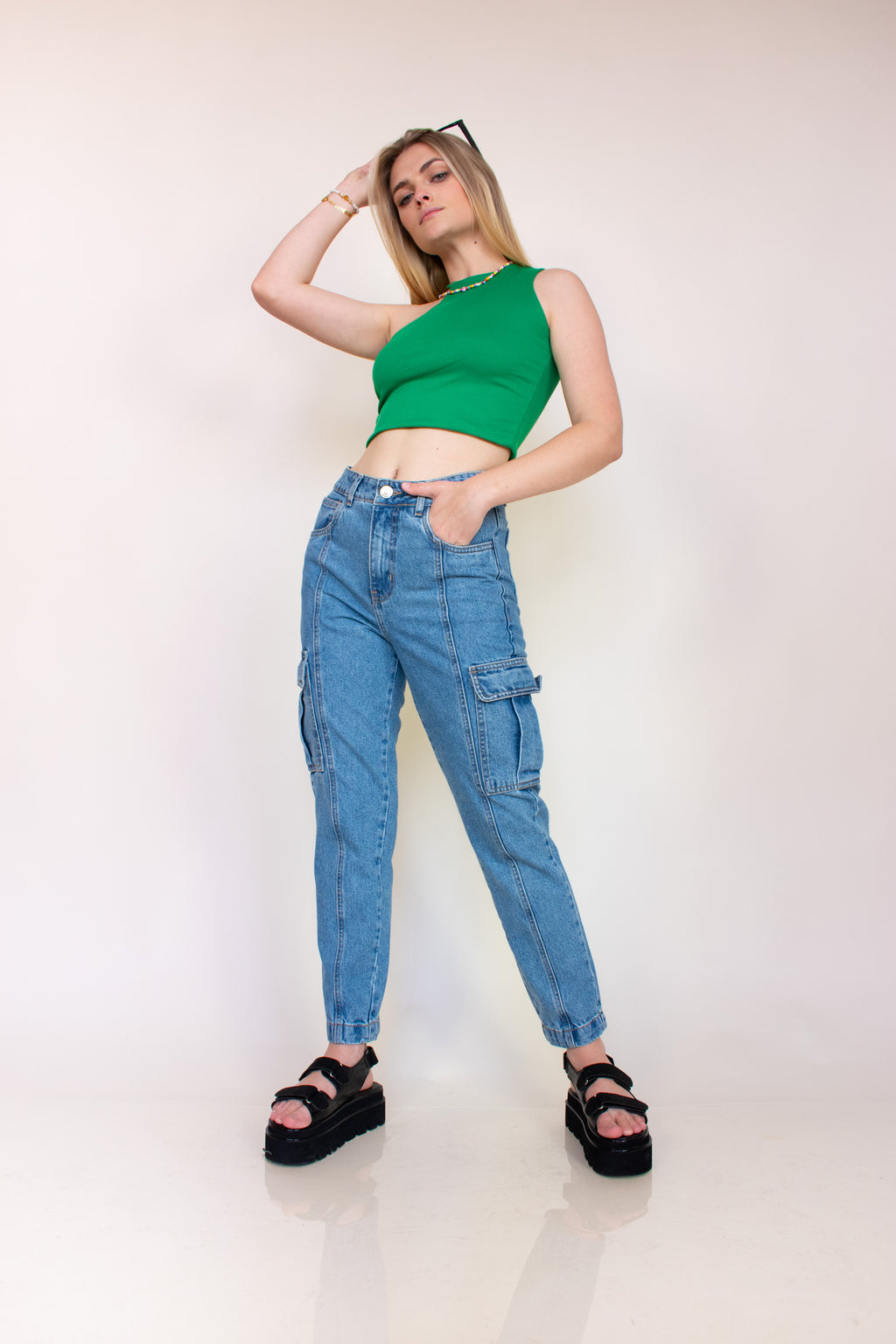 Pantalón jean Backmom Cargo